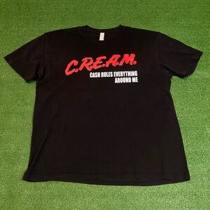 Vintage Wu-Tang Cream Cash Rules Dare Parody Rap Tee Black T-Shirt Size X-Large